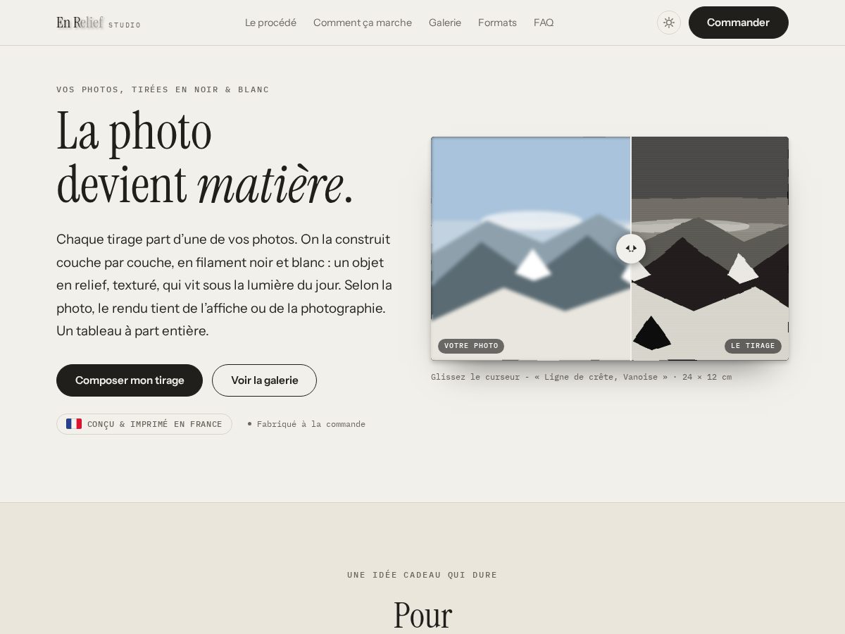 Landing-page snapshot of enrelief.studio