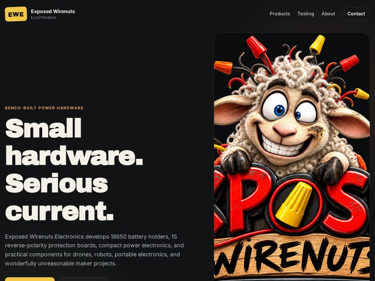 Landing-page snapshot of exposedwirenuts.com