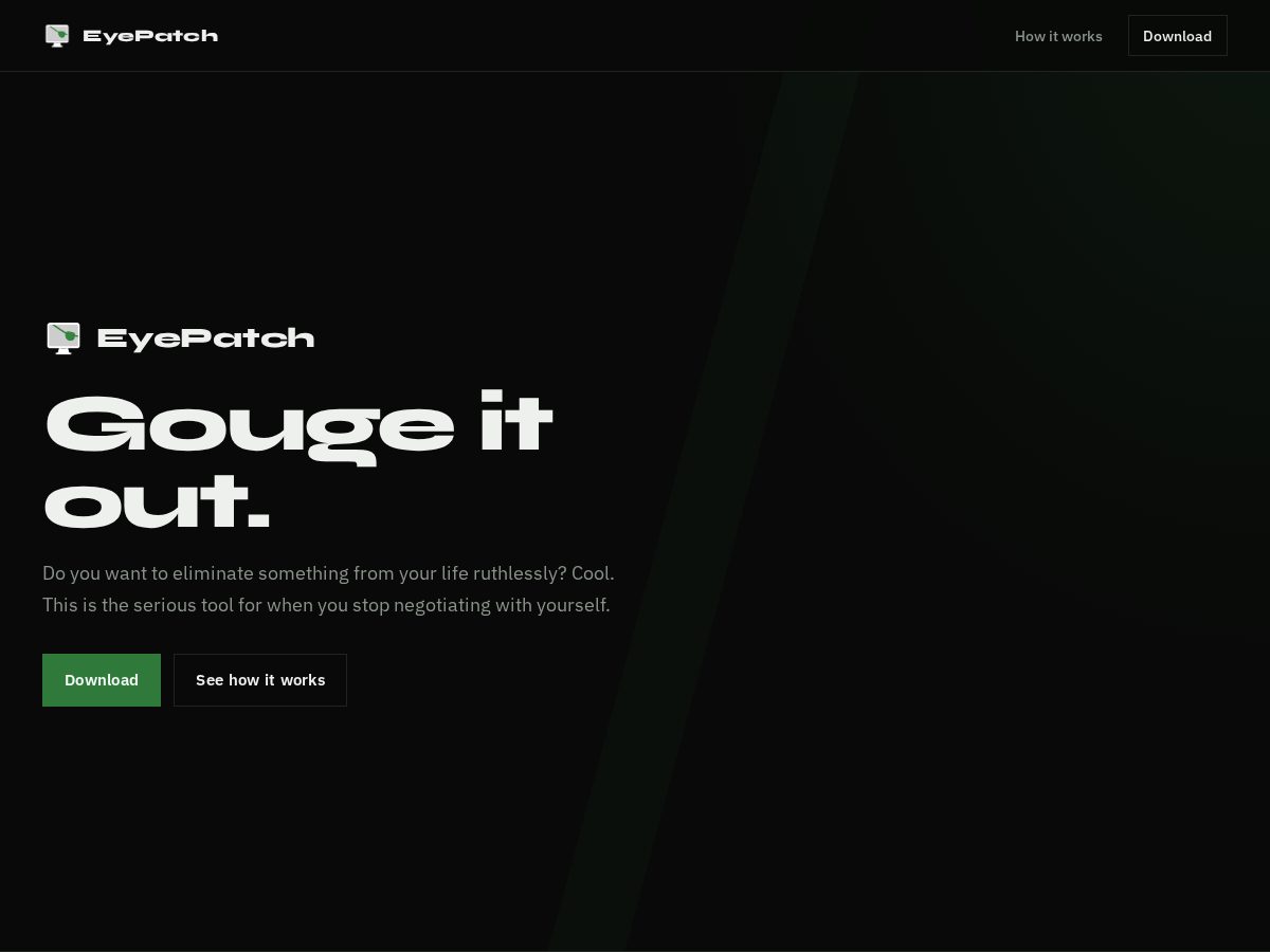 Landing-page snapshot of eyepatchapp.com