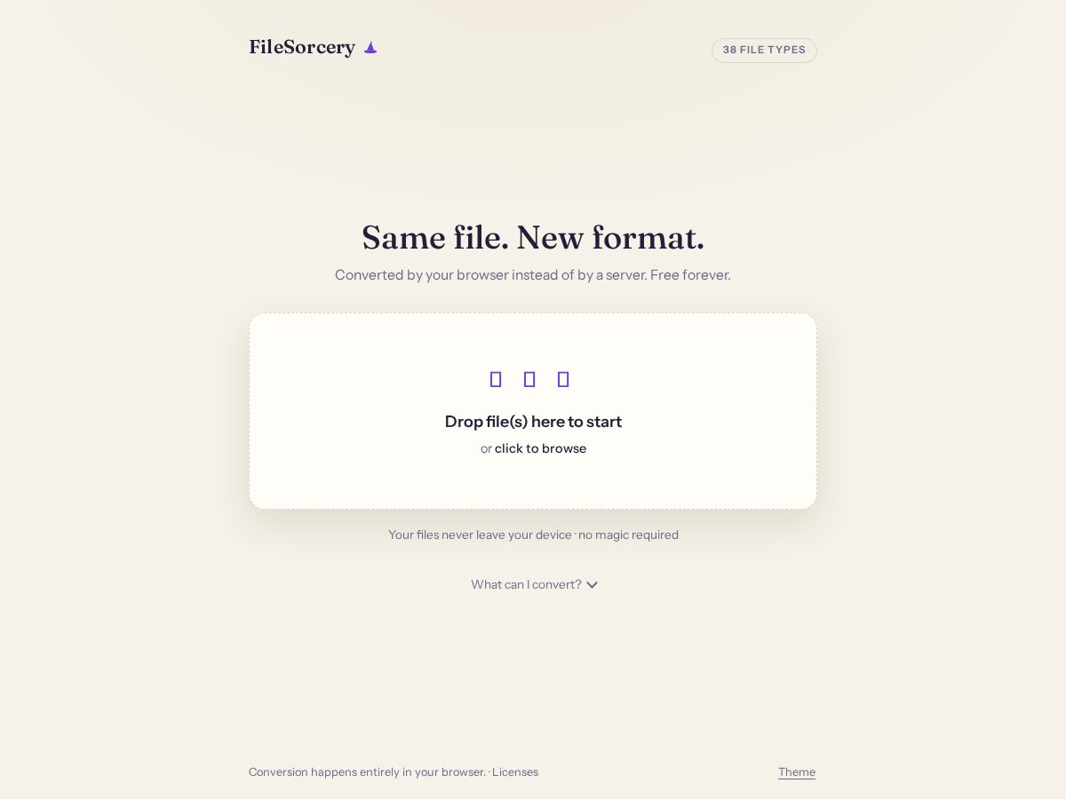 Landing-page snapshot of filesorcery.com