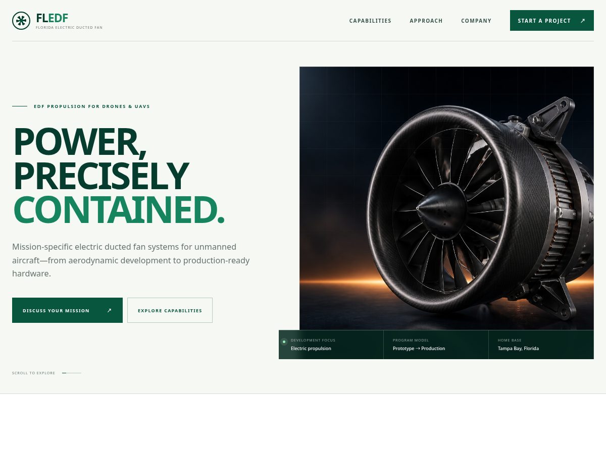 Landing-page snapshot of fledf.com