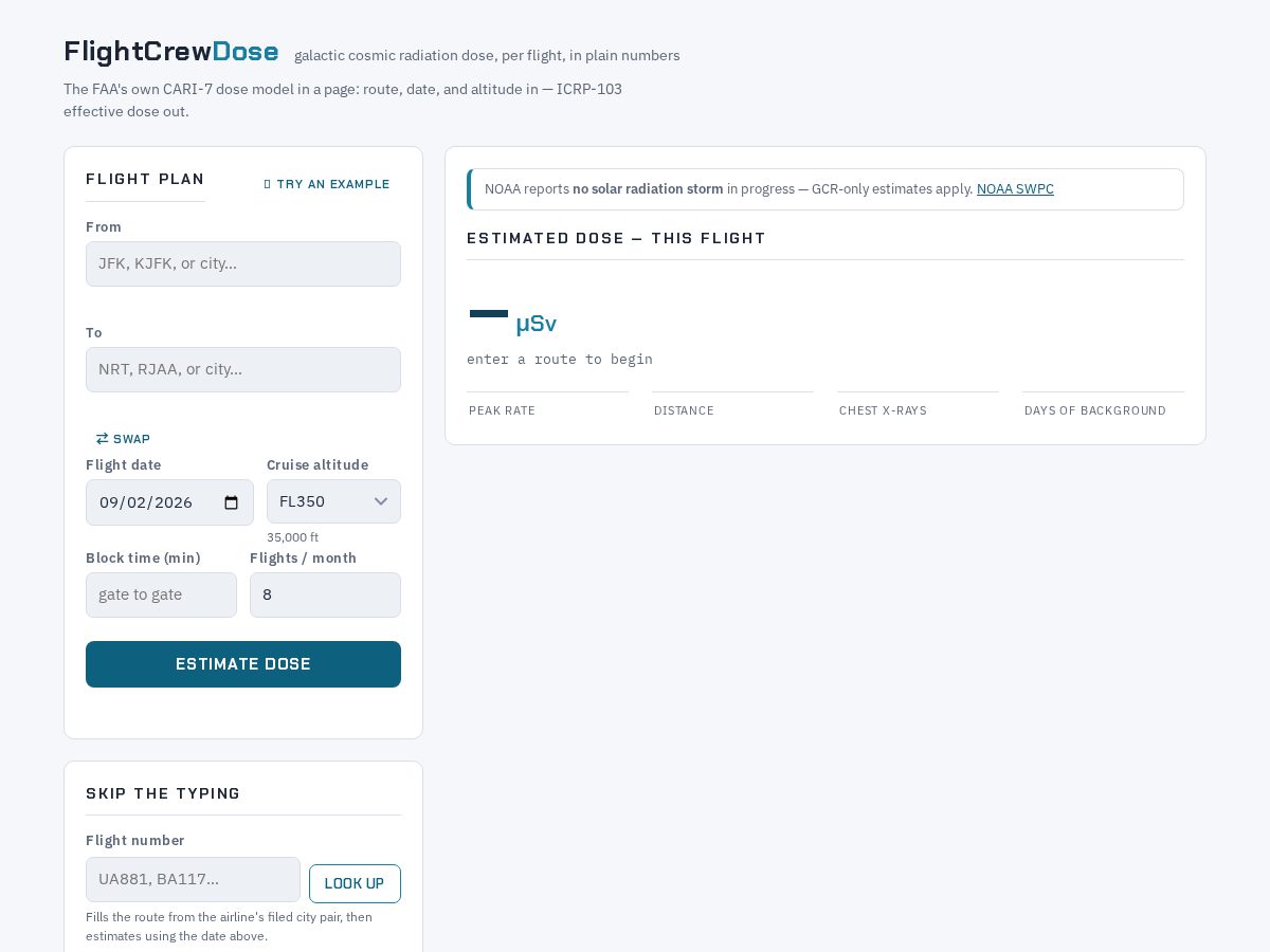 Landing-page snapshot of flightcrewdose.com