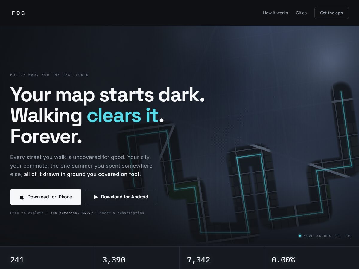 Landing-page snapshot of fogofwarmap.com