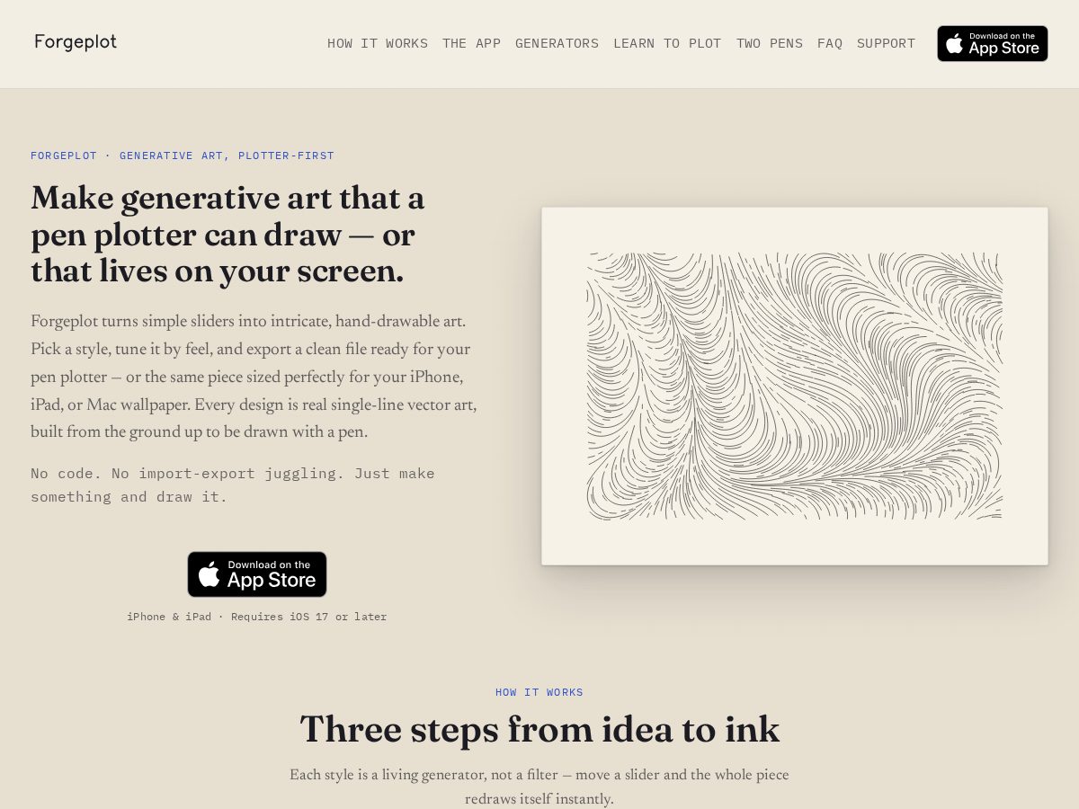 Landing-page snapshot of forgeplot.com