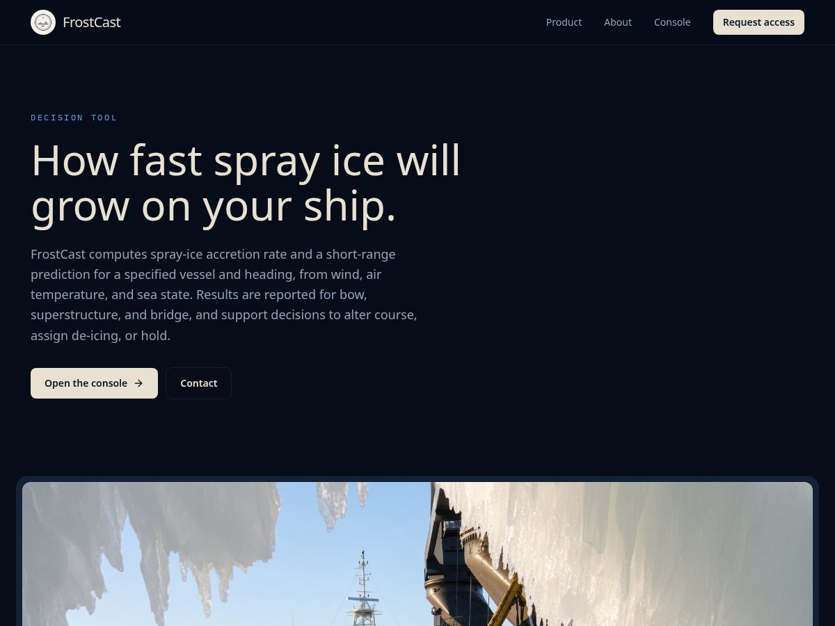 Landing-page snapshot of frostcast.org