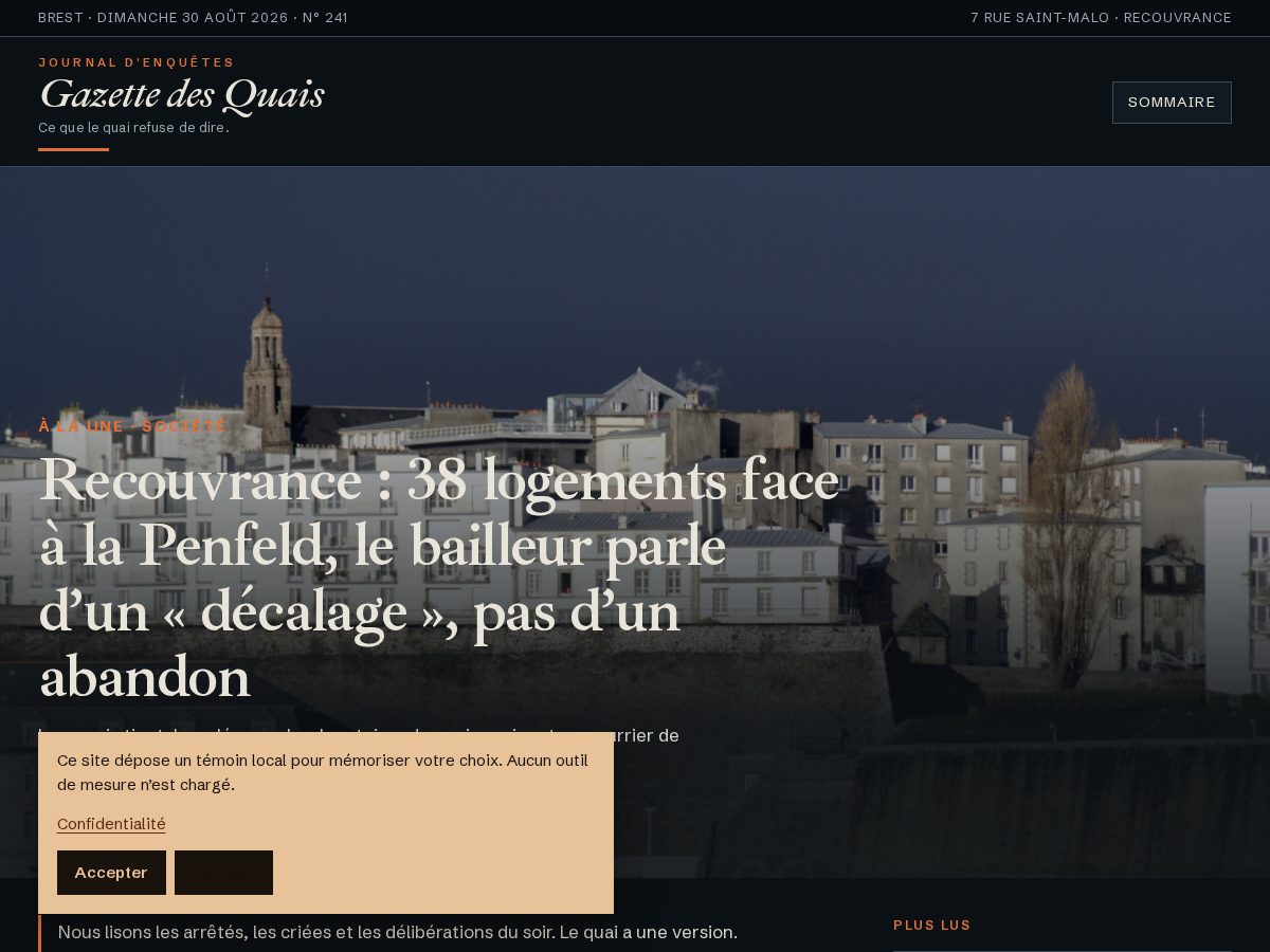 Landing-page snapshot of gazettedesquais.digital