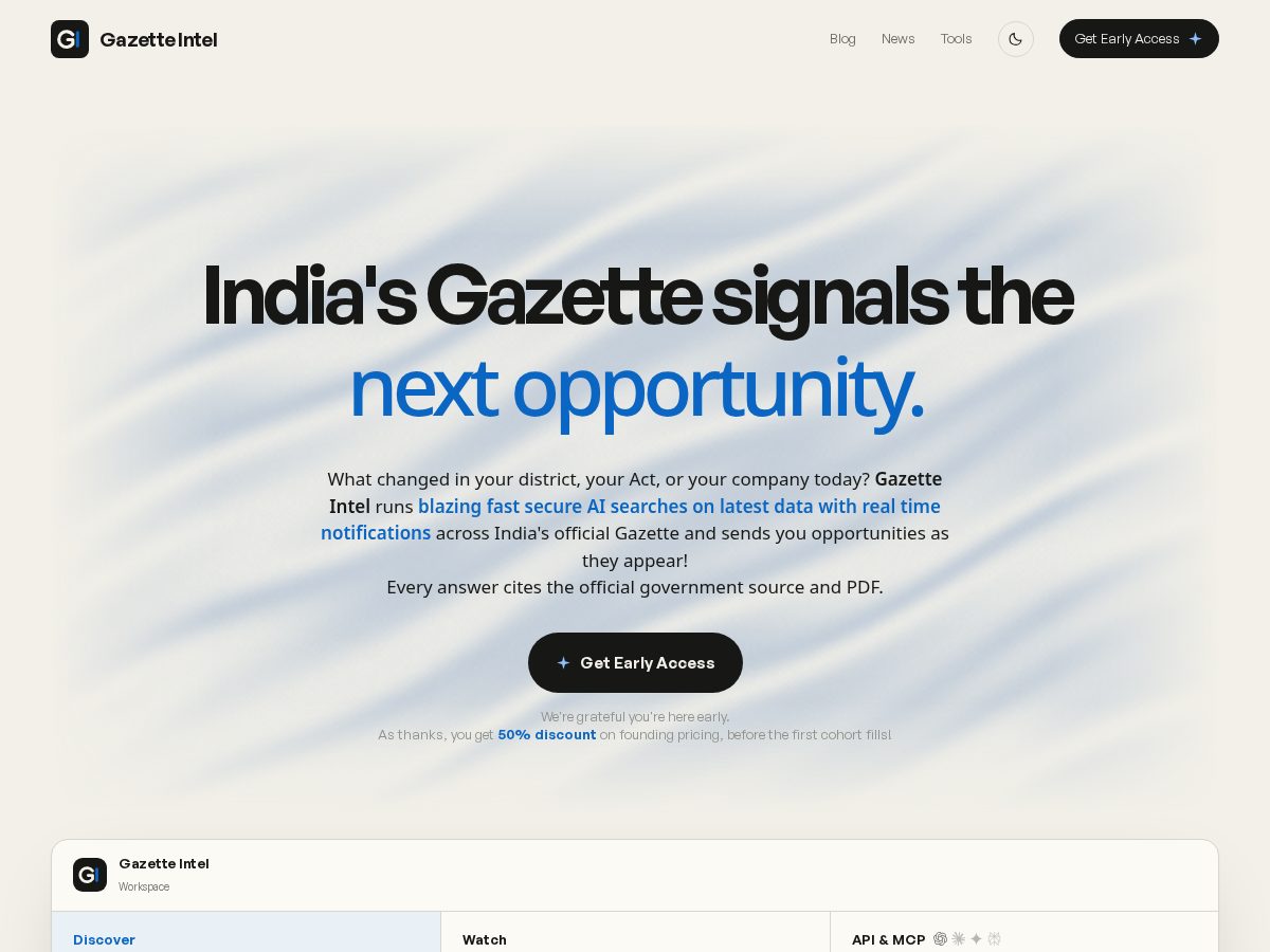 Landing-page snapshot of gazetteintel.com