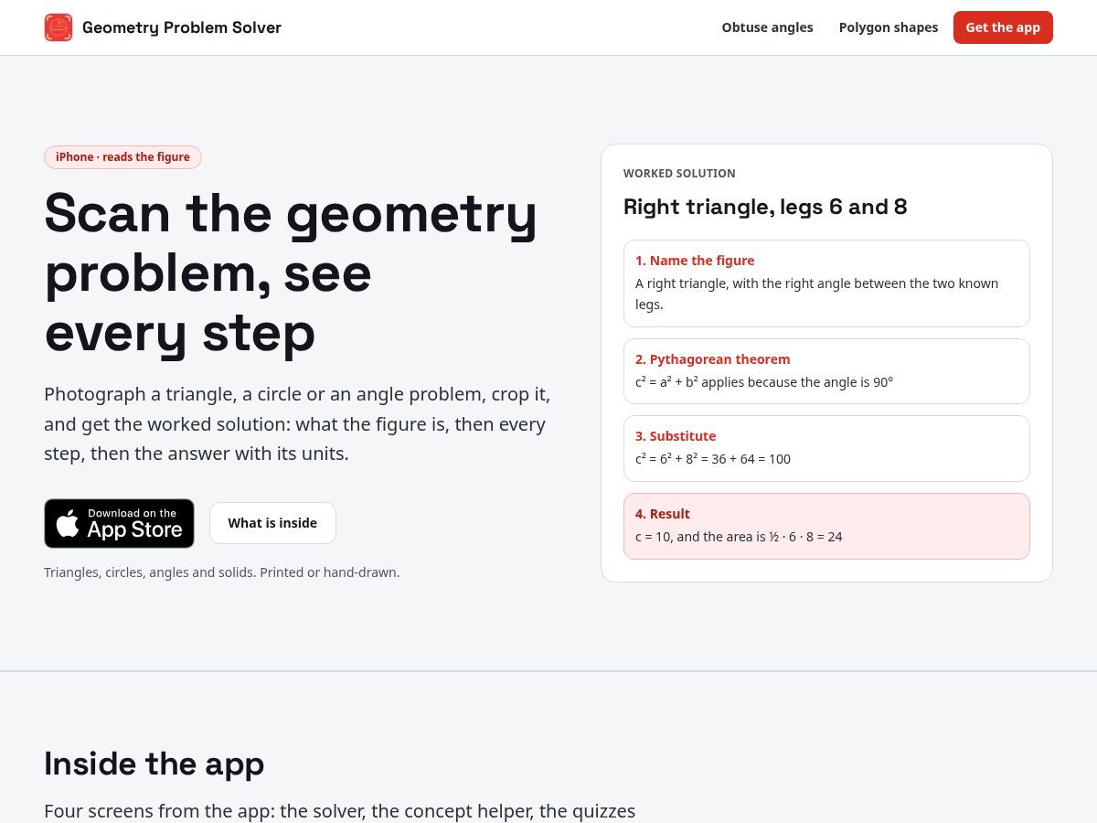 Landing-page snapshot of geometryproblem.com