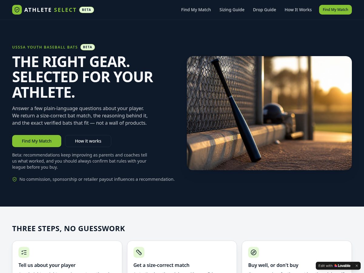 Landing-page snapshot of getathleteselect.com