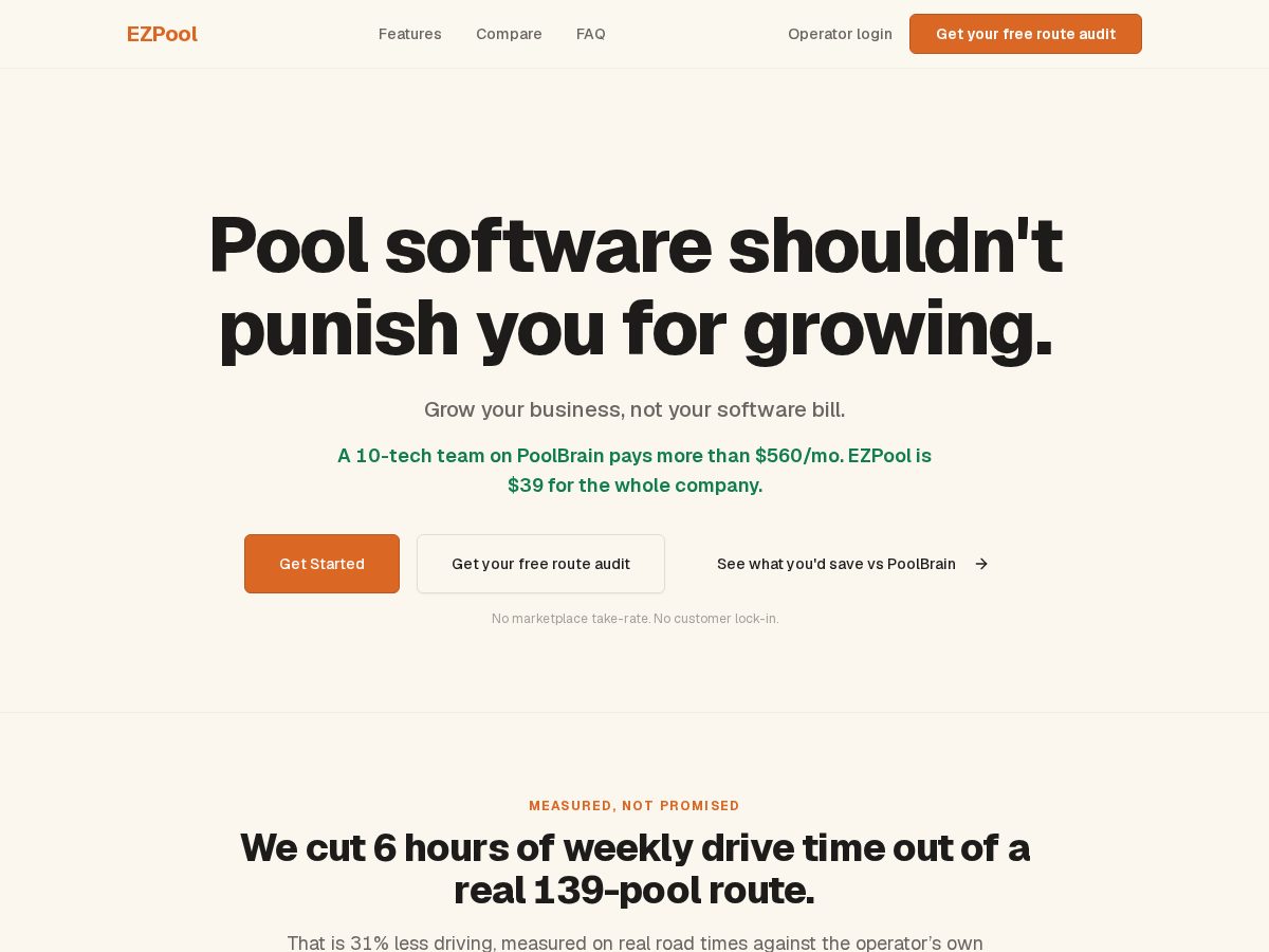 Landing-page snapshot of getezpool.com