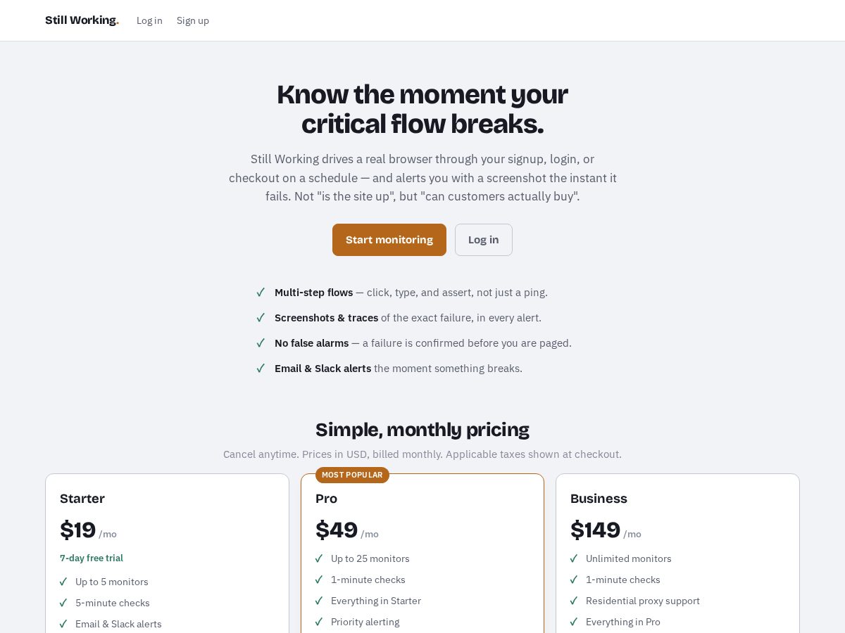 Landing-page snapshot of getstillworking.com