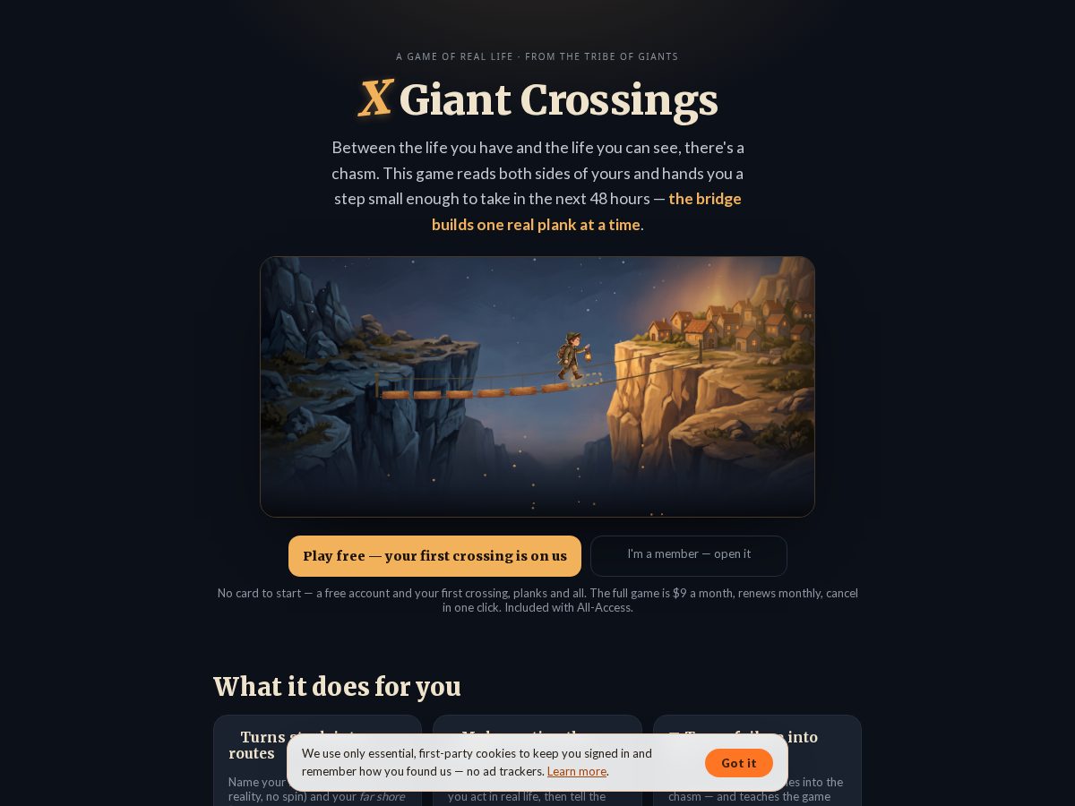 Landing-page snapshot of giantcrossings.com