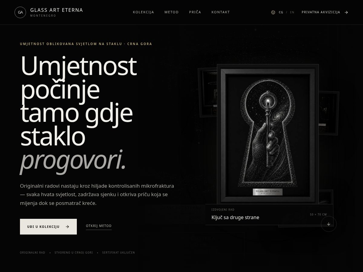 Landing-page snapshot of glassarteterna.com