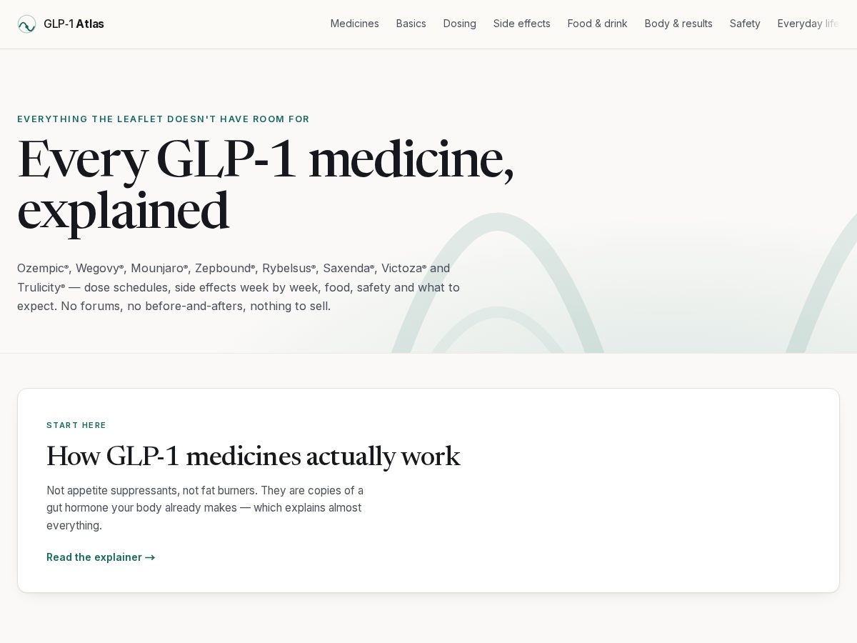 Landing-page snapshot of glp-1atlas.com