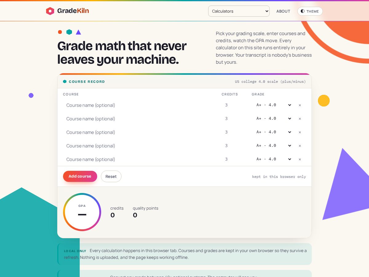 Landing-page snapshot of gradekiln.com