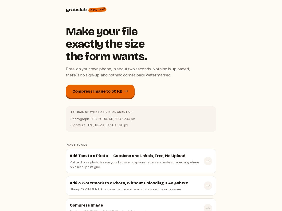 Landing-page snapshot of gratislab.com