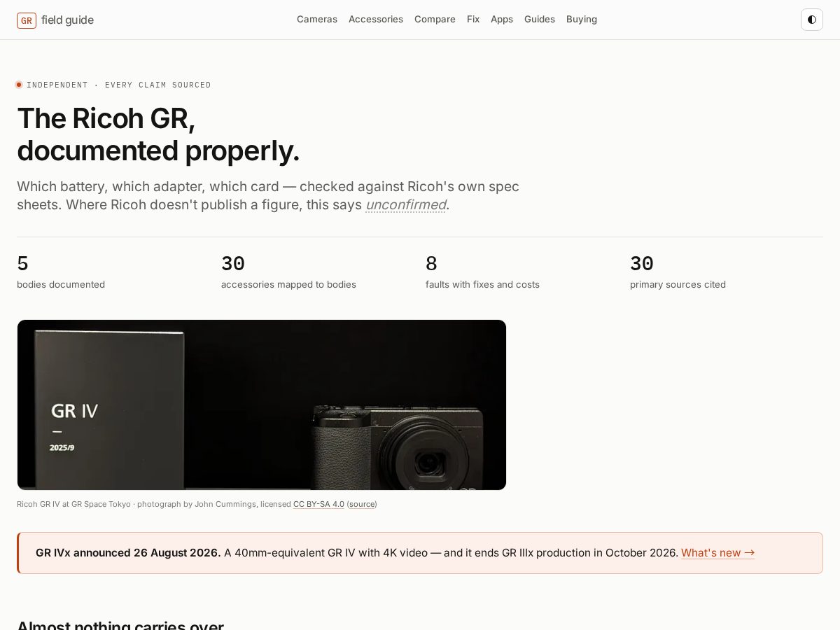 Landing-page snapshot of grfieldguide.com