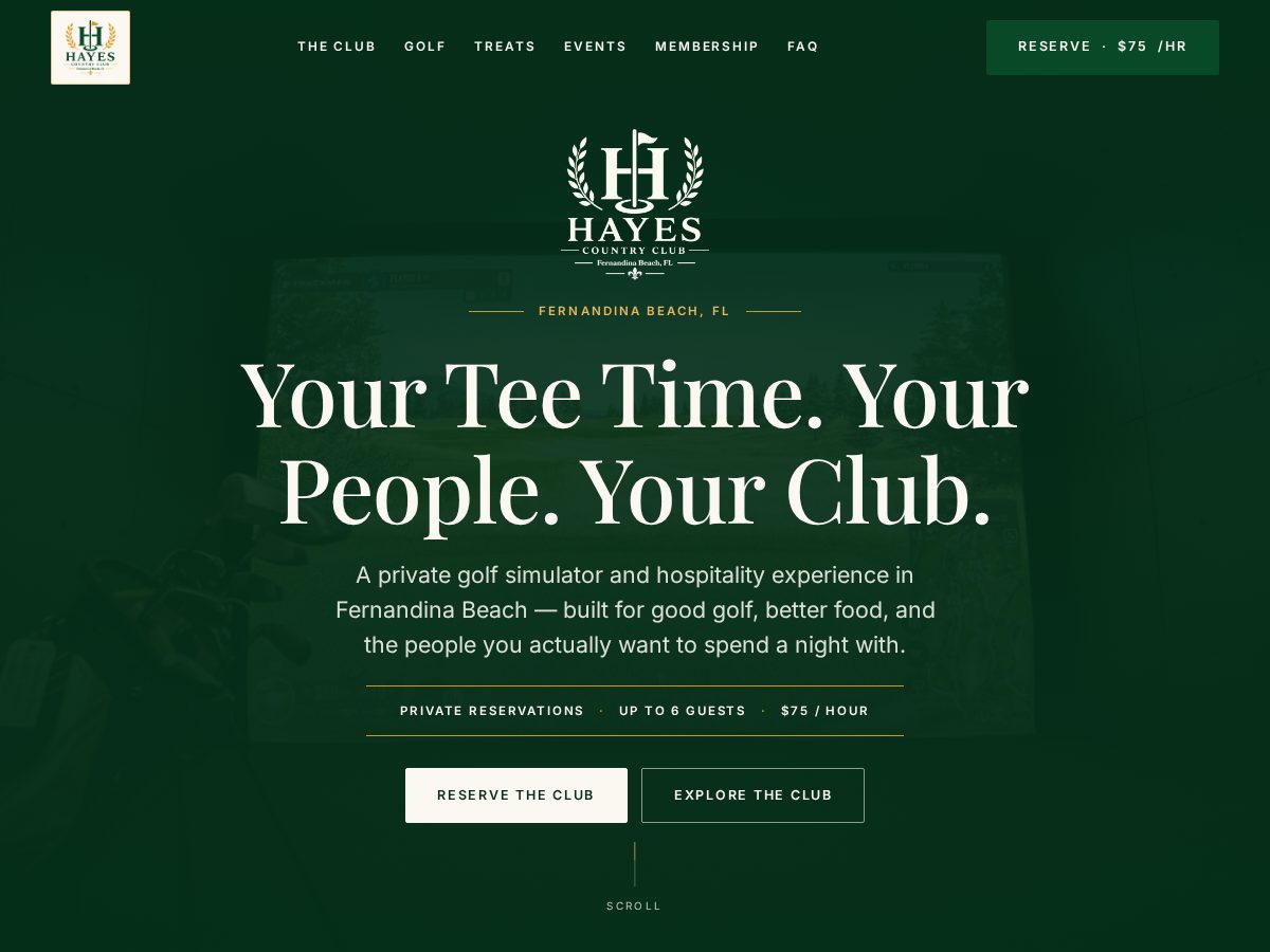 Landing-page snapshot of hayescountryclub.com