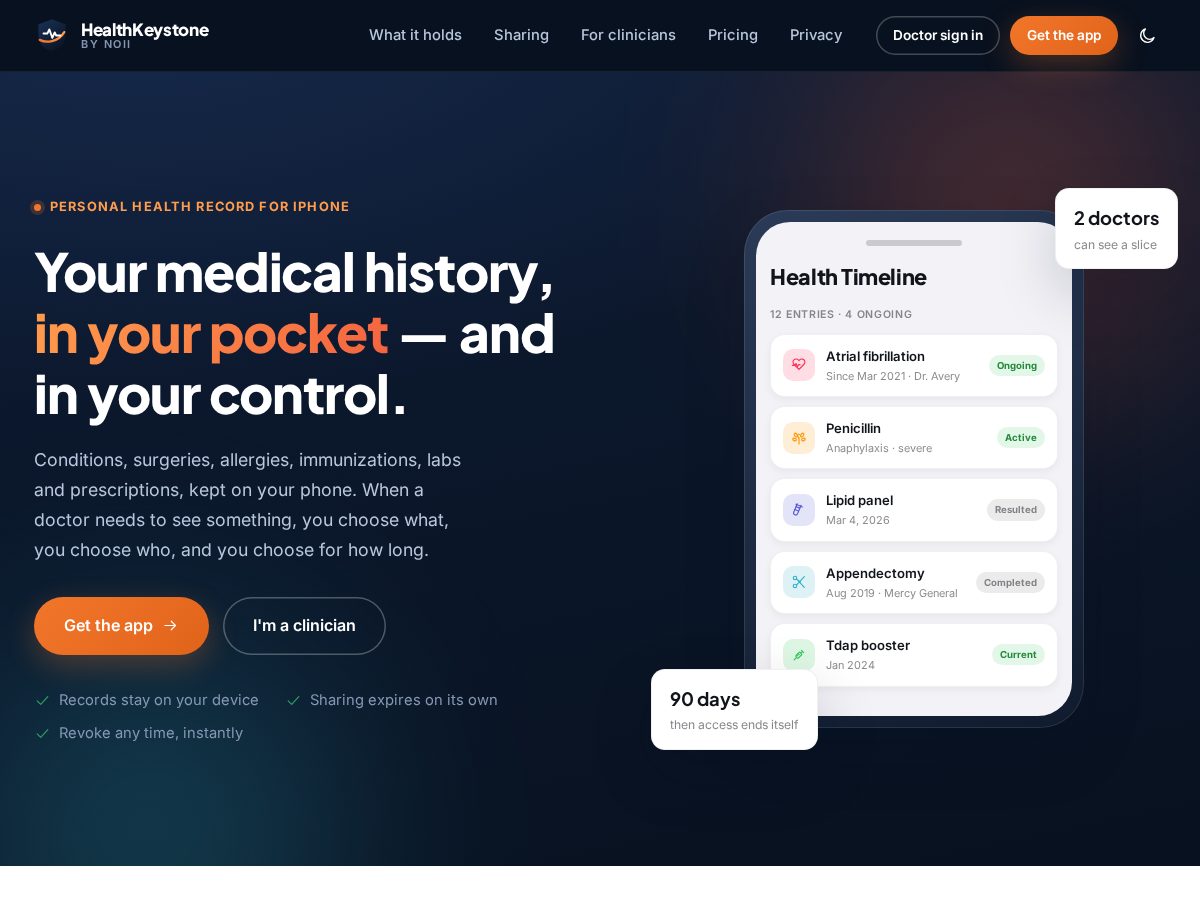 Landing-page snapshot of healthkeystone.app