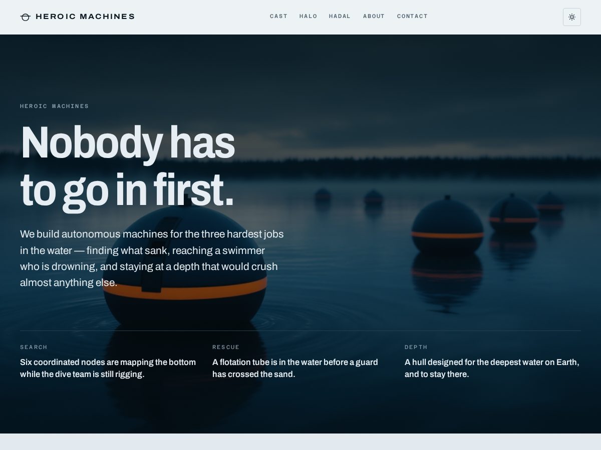 Landing-page snapshot of heroicmachines.com