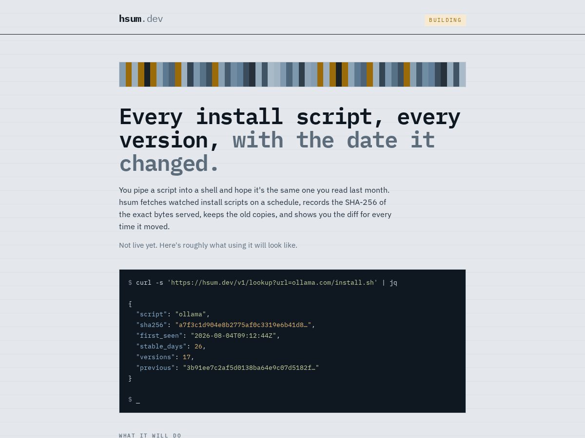 Landing-page snapshot of hsum.dev