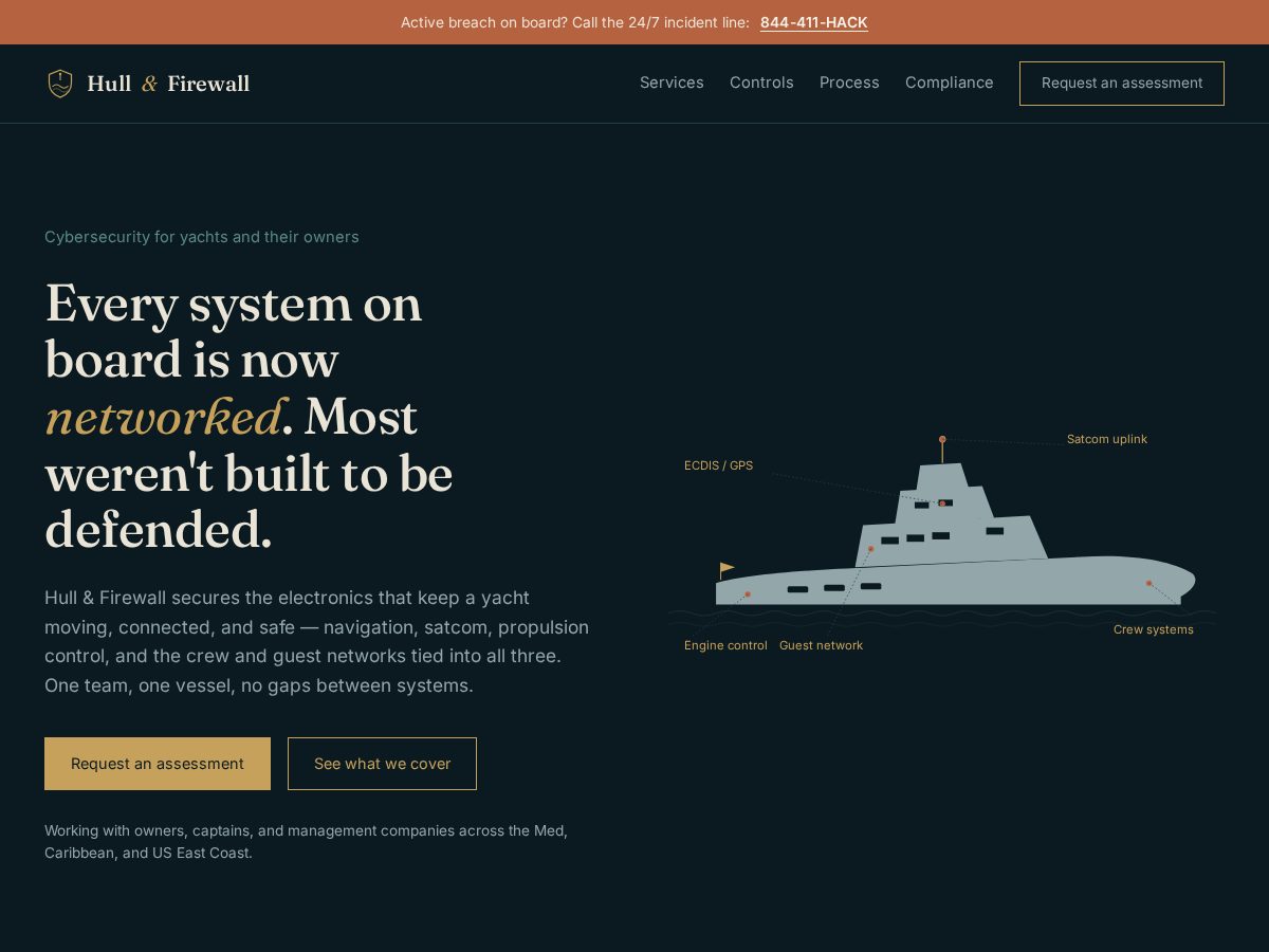 Landing-page snapshot of hullandfirewall.com