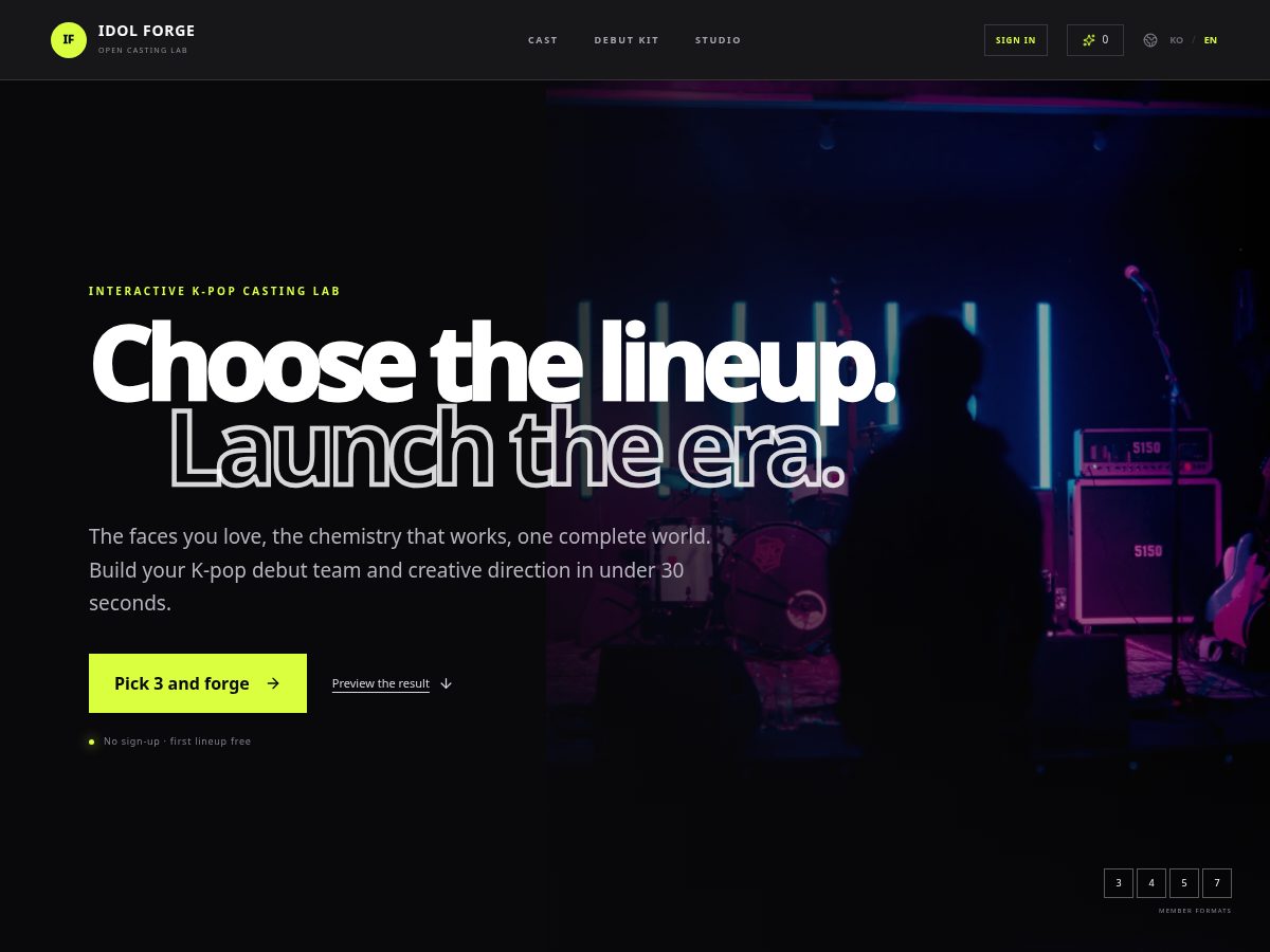 Landing-page snapshot of idolforge.net