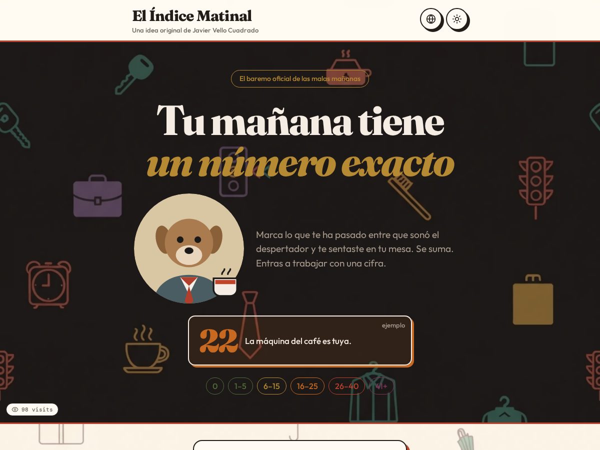 Landing-page snapshot of indicematinal.com