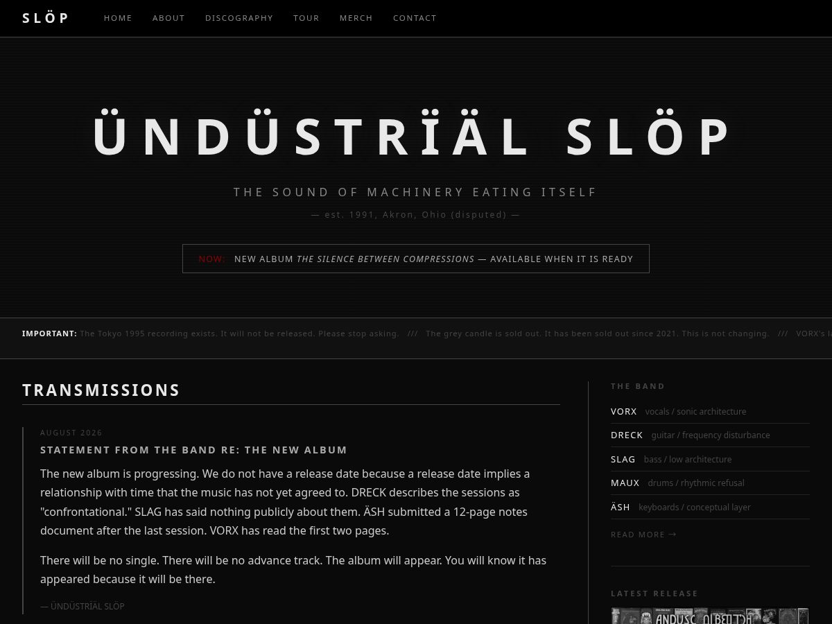Landing-page snapshot of industrialslop.com
