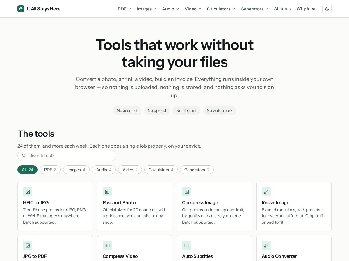 Landing-page snapshot of itallstayshere.com