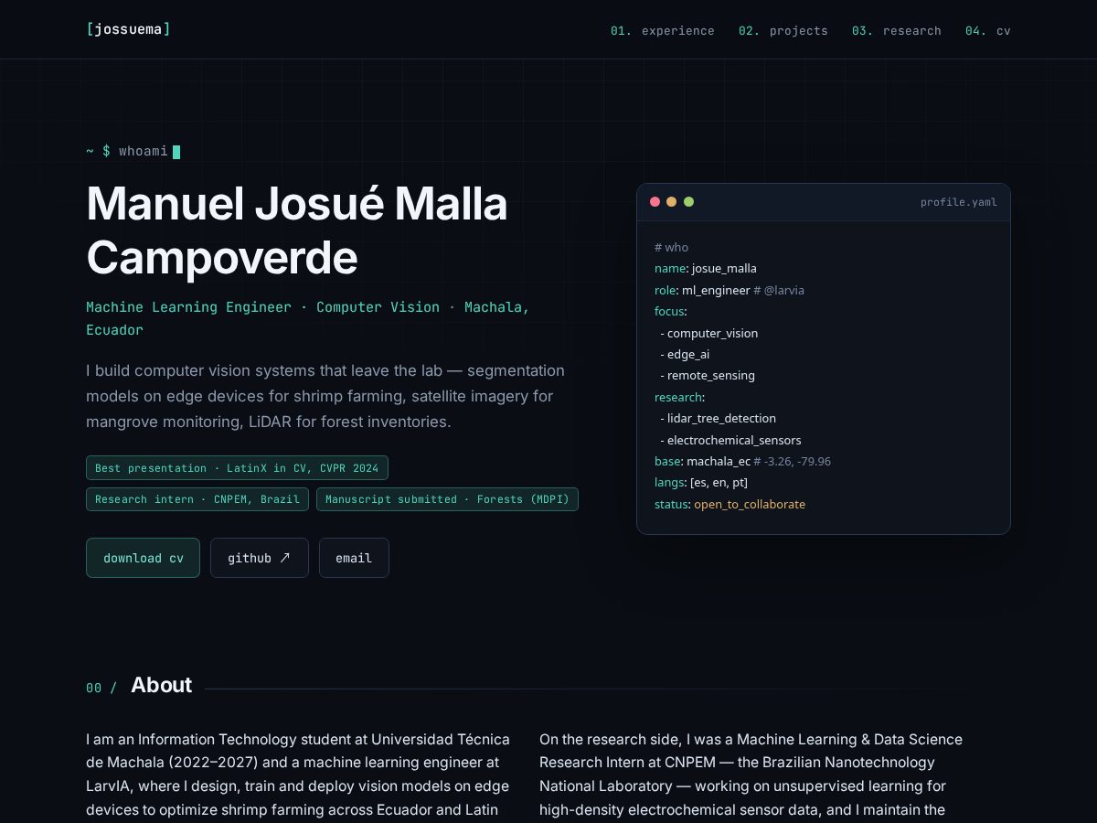 Landing-page snapshot of jossuema.tech