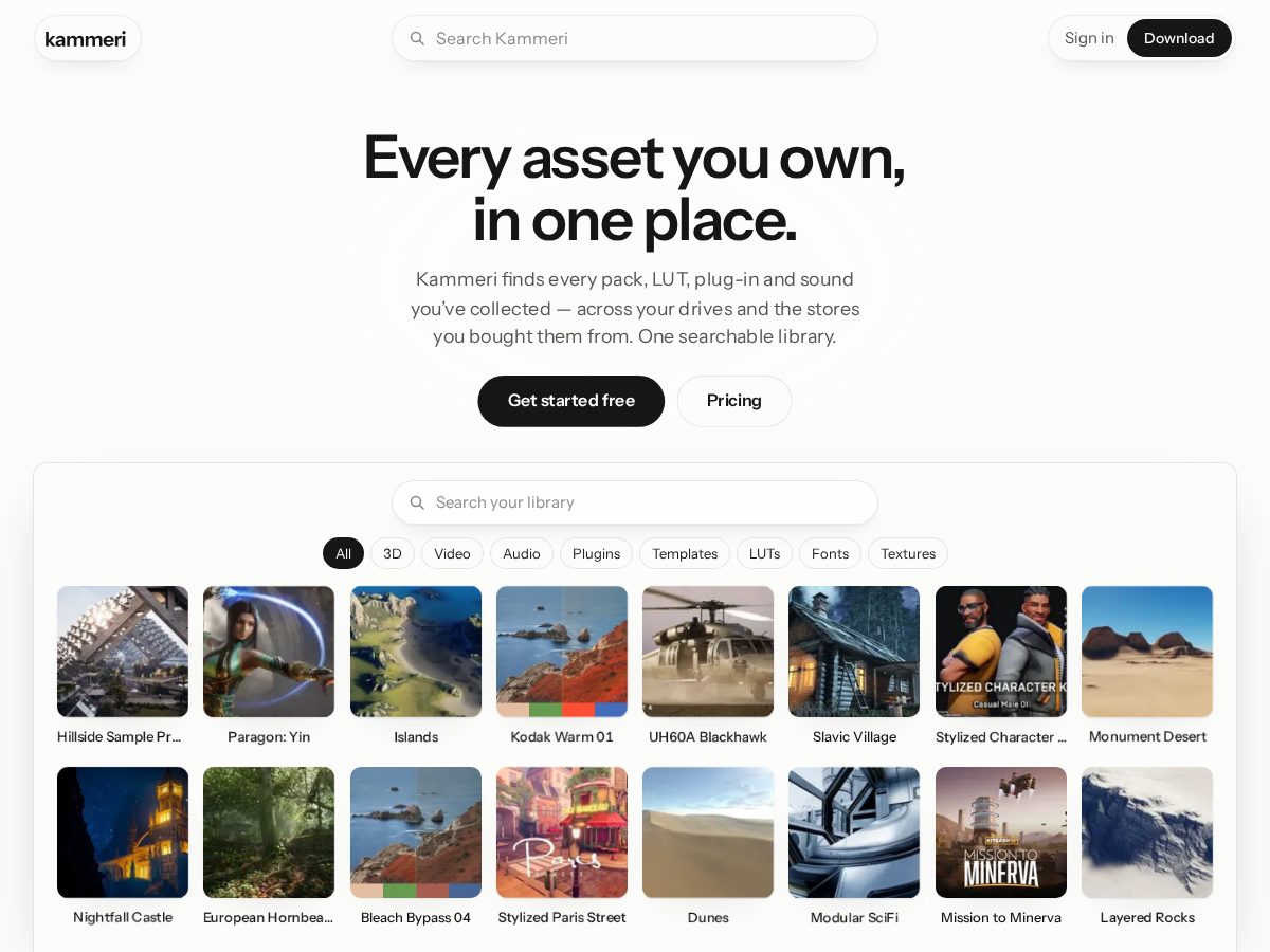Landing-page snapshot of kammeri.com