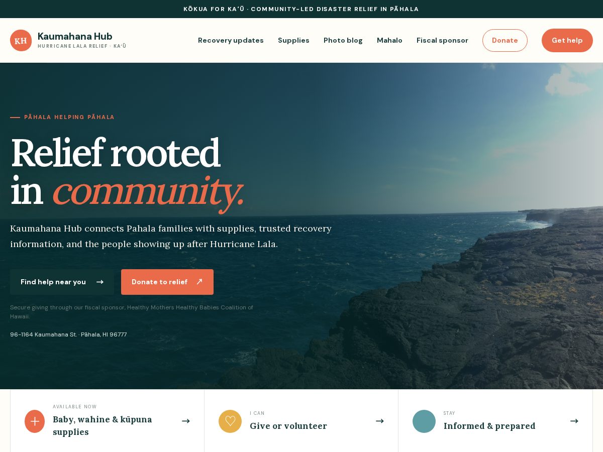 Landing-page snapshot of kaumahanahub.com