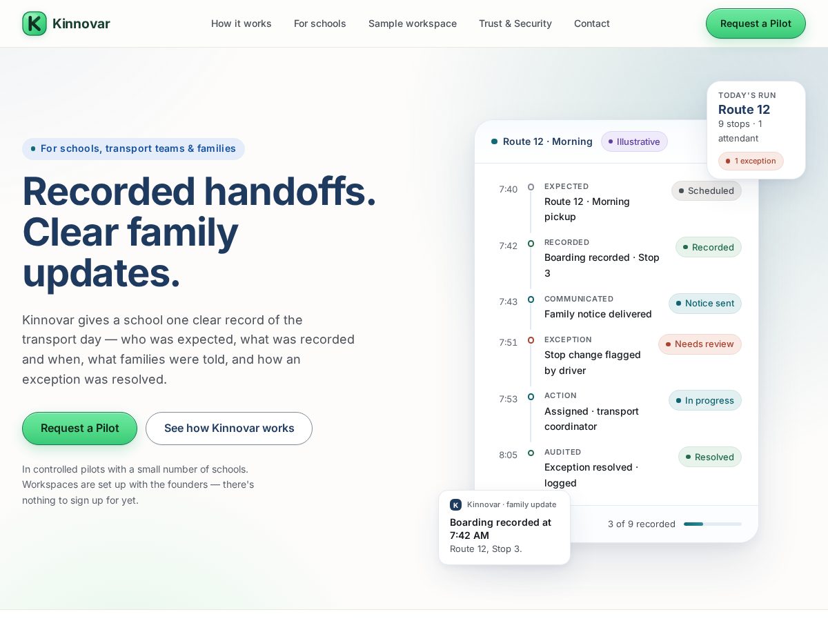 Landing-page snapshot of kinnovar.com