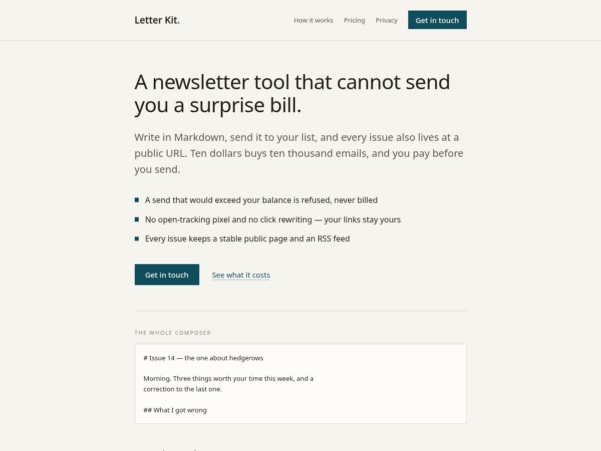 Landing-page snapshot of letter-kit.com