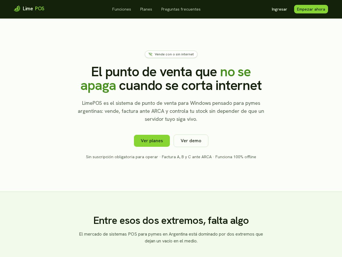 Landing-page snapshot of limepos.online