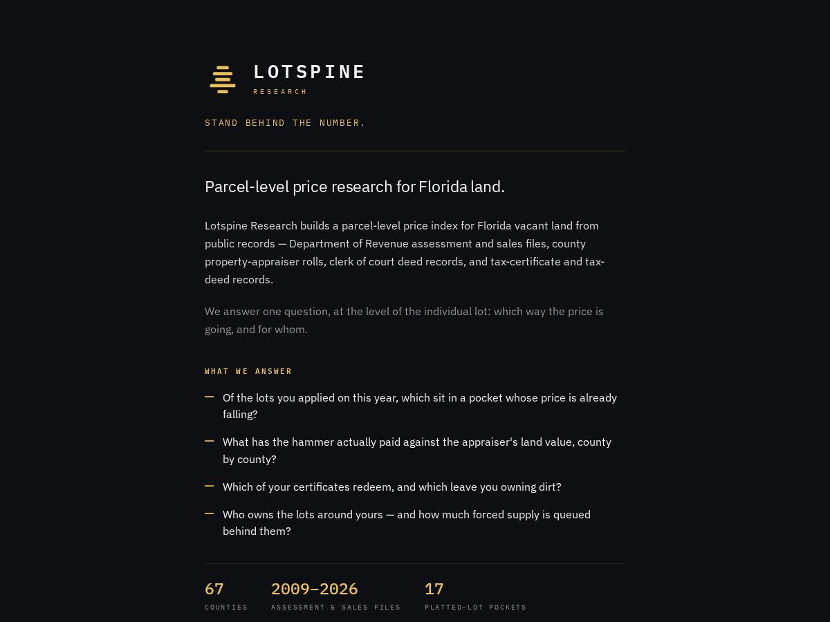 Landing-page snapshot of lotspine.com
