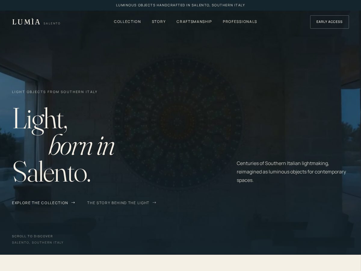 Landing-page snapshot of lumiasalento.com