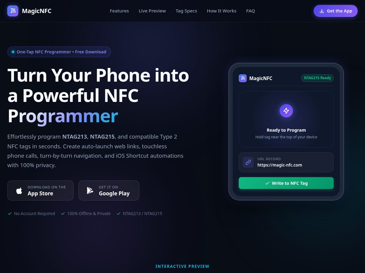 Landing-page snapshot of magic-nfc.com
