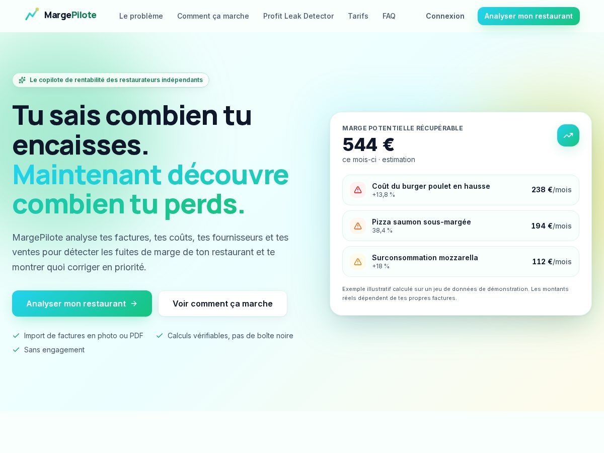 Landing-page snapshot of margepilote.com