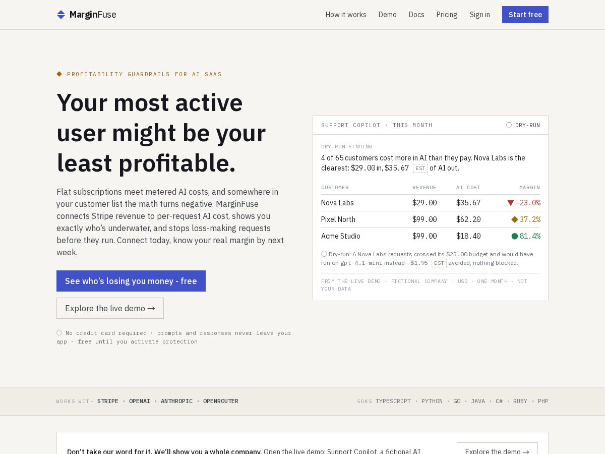 Landing-page snapshot of marginfuse.com