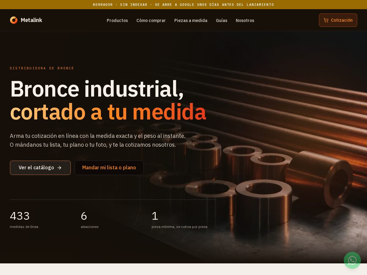Landing-page snapshot of metalinkmx.com