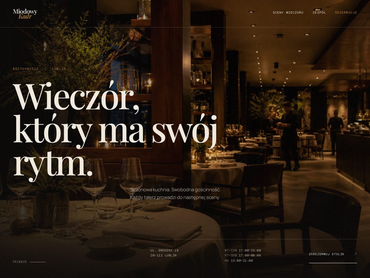 Landing-page snapshot of miodowykadr.com