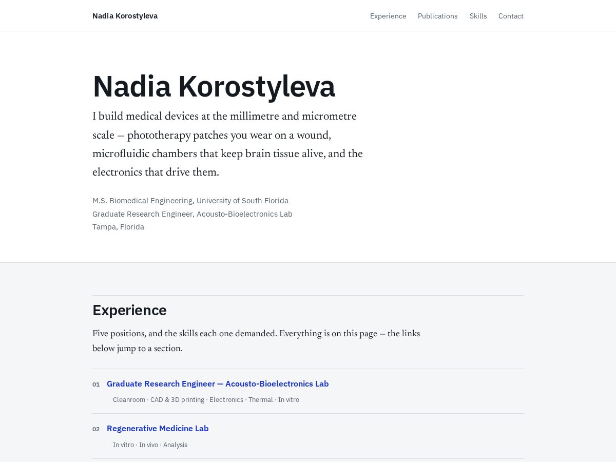 Landing-page snapshot of nadiakorostyleva.com