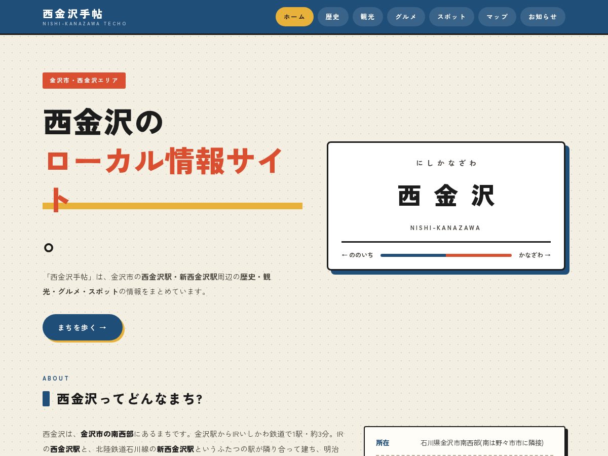Landing-page snapshot of nishi-kanazawa.com