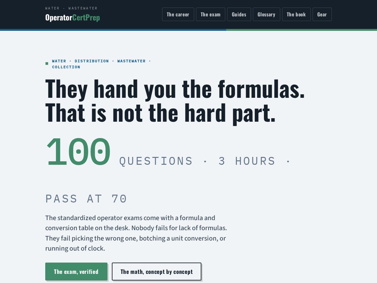 Landing-page snapshot of operatorcertprep.com