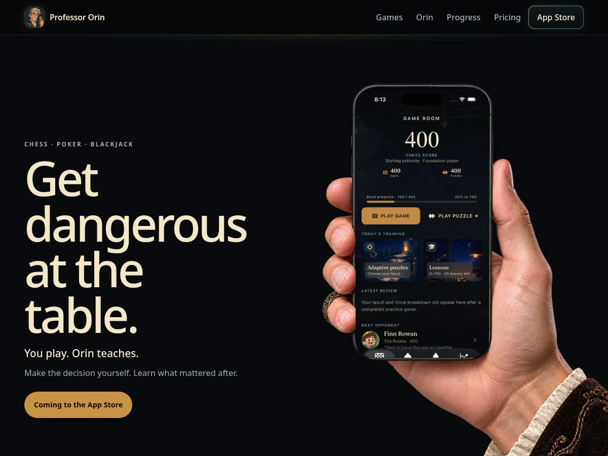Landing-page snapshot of orin.games