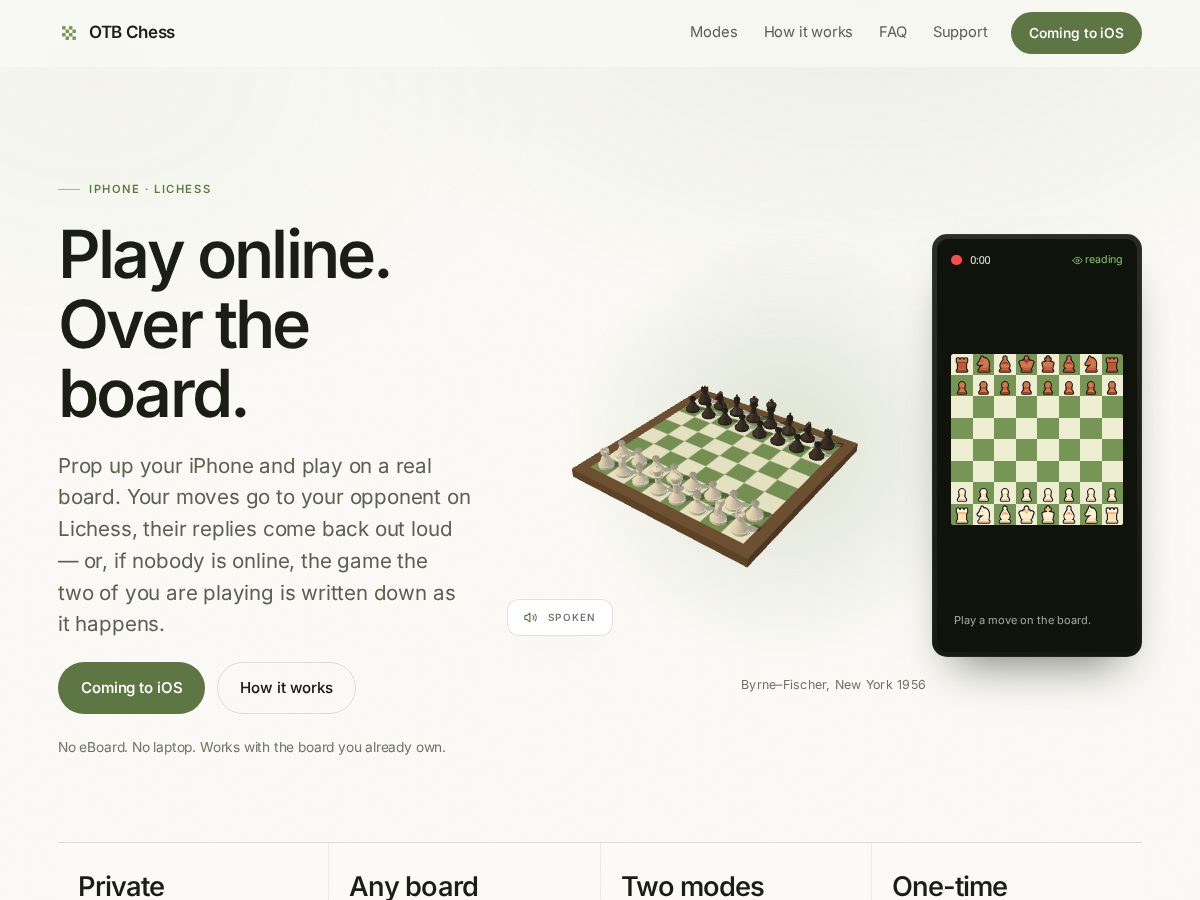 Landing-page snapshot of otbchess.app