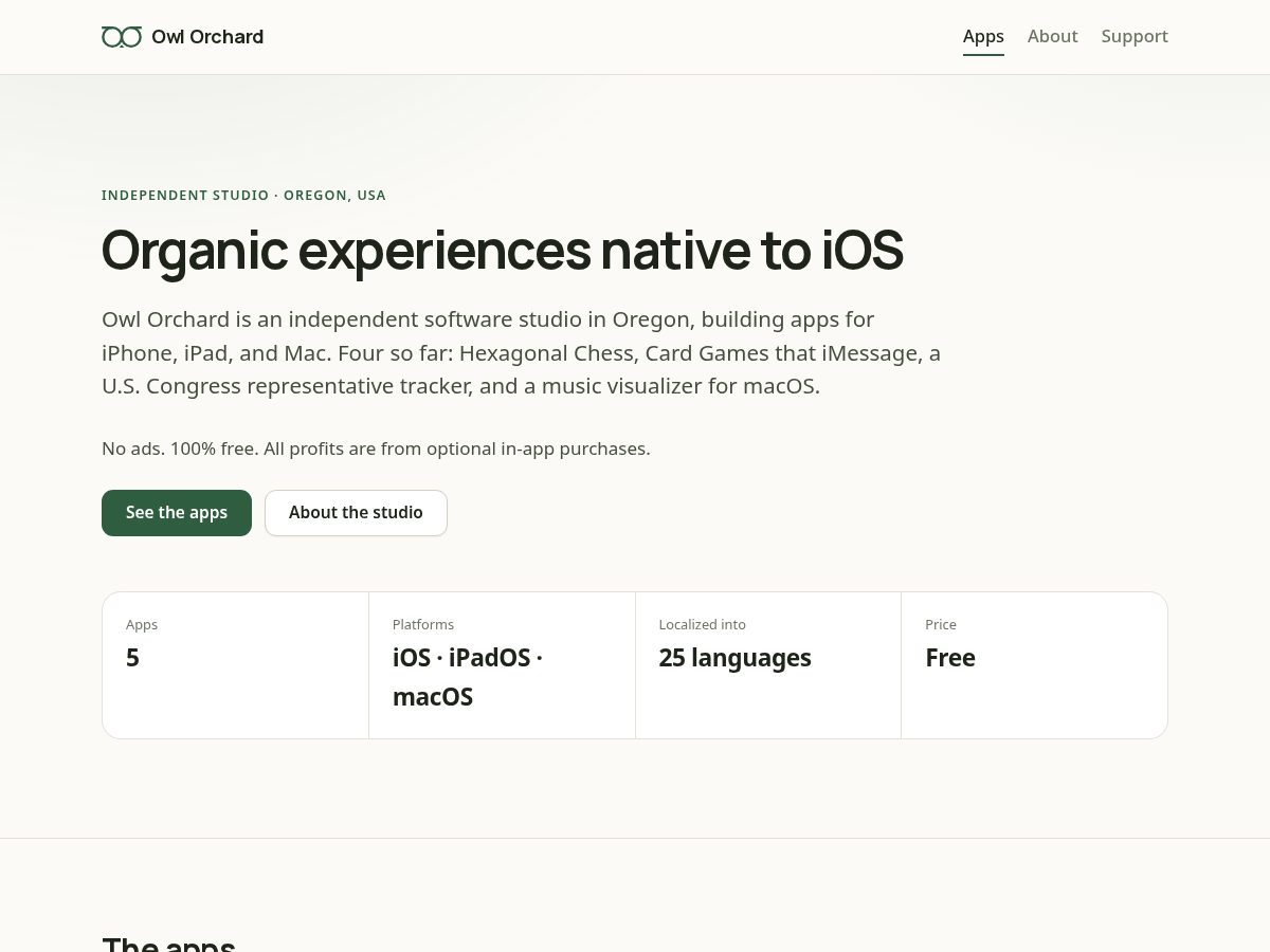 Landing-page snapshot of owlorchard.com