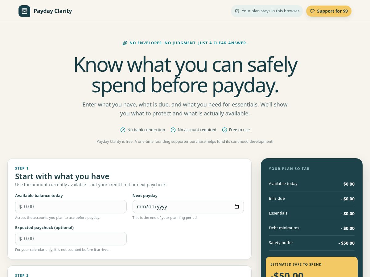 Landing-page snapshot of paydayclarity.org